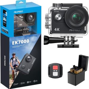 AKASO EK7000 4K30FPS 20MP WiFi Action Camera with EIS Ultra HD Underwater Camera 131FT Waterproof Camera Remote Control 4X Zoom in Photo Mode Support External Microphone Black